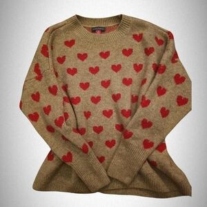 Vince Camuto Heart Patterned Sweater - Red and Tan